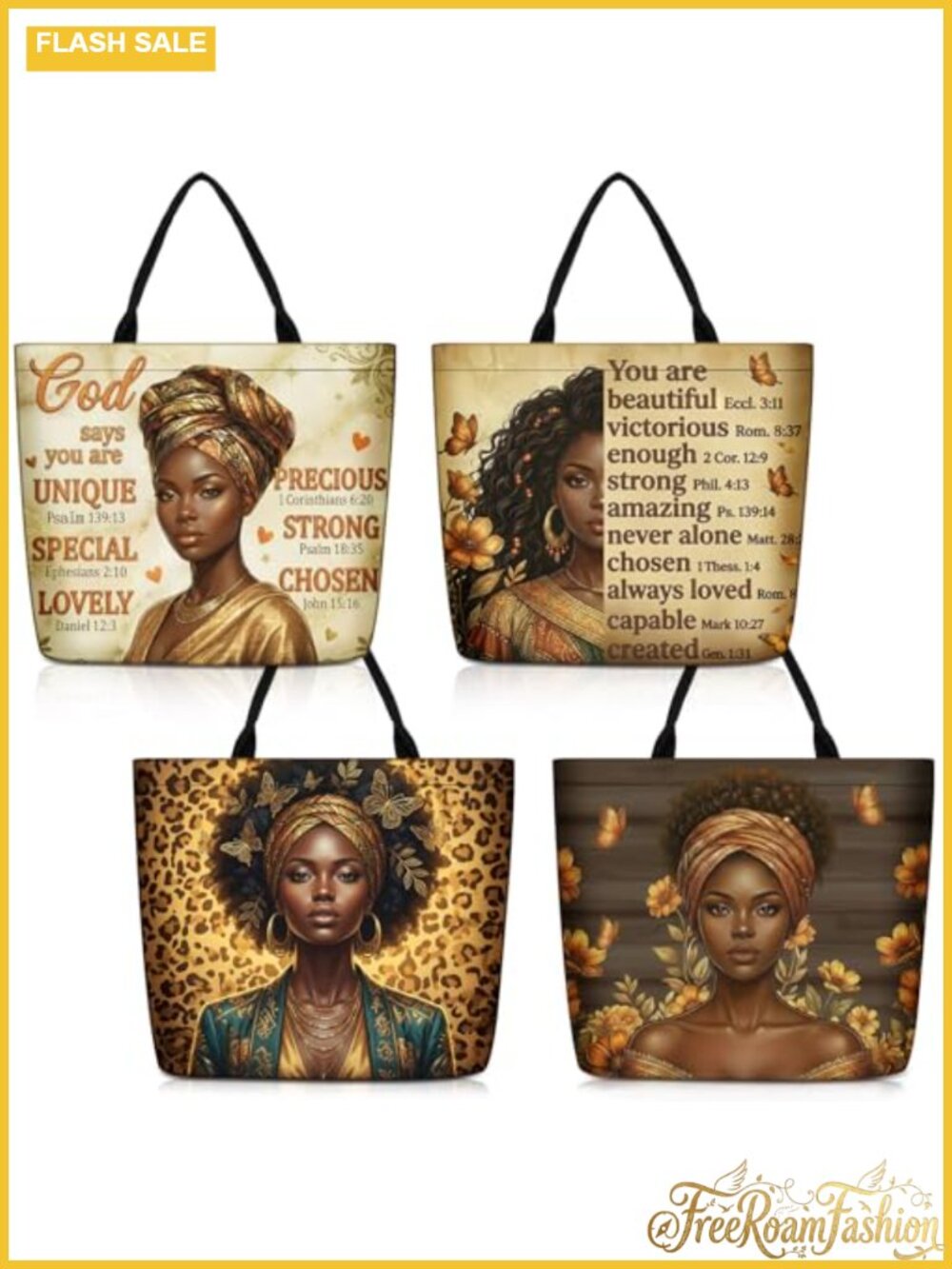 Canvas Tote Bags for Women Set of 4 Floral Print Shoulder Bag Large